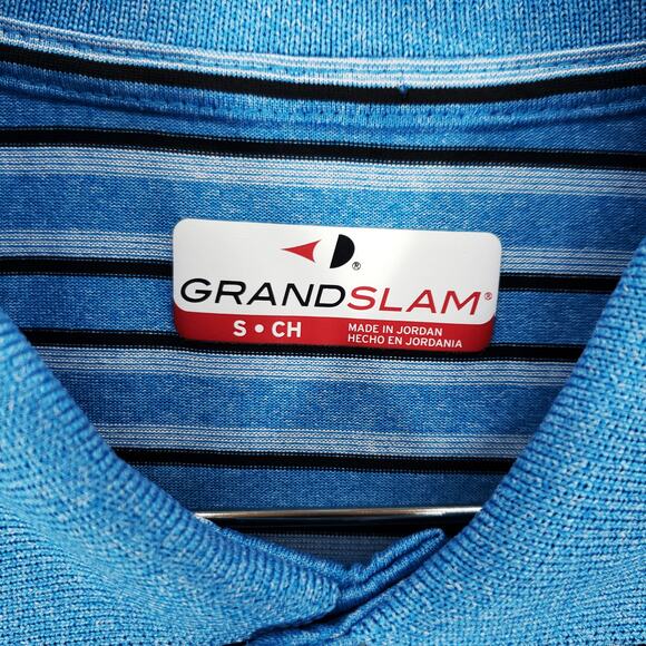 Grand Slam Polo Shirt Mens Small Blue Striped Short Sleeve Athletic Performance - Picture 5 of 6
